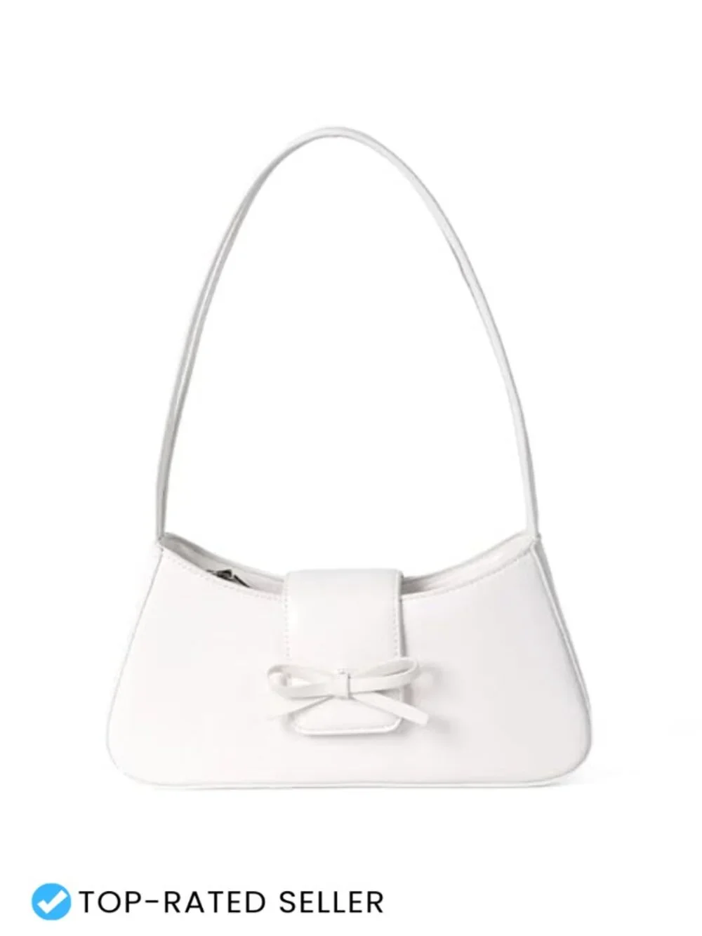 PU Leather Hobo Shoulder Bag Bow Flap Magnet Closure Everyday Purse